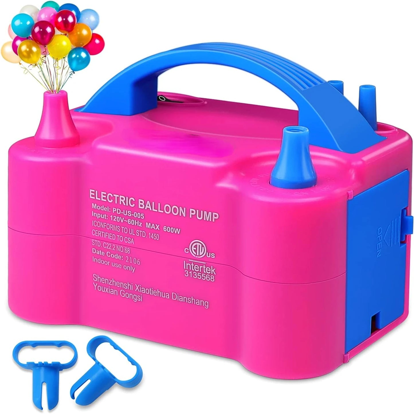 Inflador Compressor Balão Bexiga 2 Bico Festa Aniversário Cor:Rosa 110v