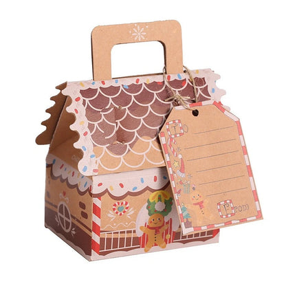 Caixas de biscoito de Natal Kraft, pacote com 5 caixas em forma casa, caixas presente