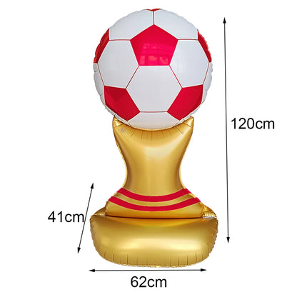 Balão de Copa do Mundo e Troféu Futebol Gigante Em Folha Para Decoração De Festa