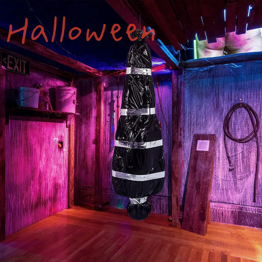 Cadáver Decorações de Halloween, adereços de vítimas mortas, cadáver falso assustador, saco de cadáver falso assustador para exterior/interior assombrado