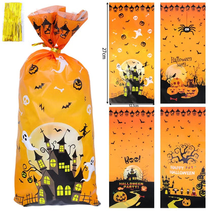 Sacos de celofane de Halloween, 50 unidades de sacos de doces de Halloween 50 peças