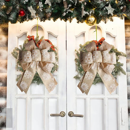 Laço de fita de Natal 1/2 peças tecido brilhante laços de fita natal nós presente decoração