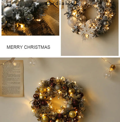 Guirlanda de outono de 50CM, elegante guirlanda de Natal champanhe dourado vermelho