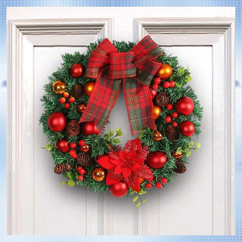 Guirlanda de Natal Ornamento da porta da frente, guirlanda de Natal artificial feliz Natal