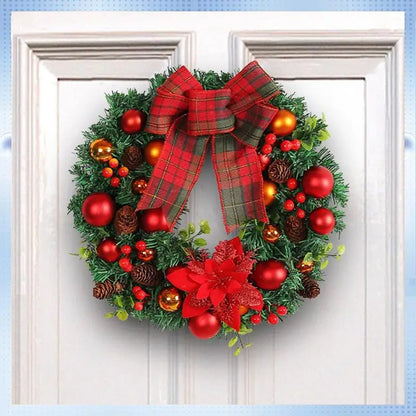 Guirlanda de Natal Ornamento da porta da frente, guirlanda de Natal artificial feliz Natal