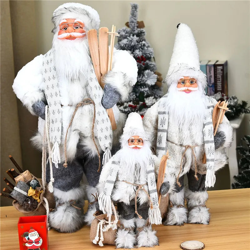 Boneco de Papai Noel em pé, enfeite de Natal para festa de Natal, lareira e férias 40cm