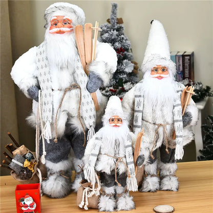 Boneco de Papai Noel em pé, enfeite de Natal para festa de Natal, lareira e férias 40cm
