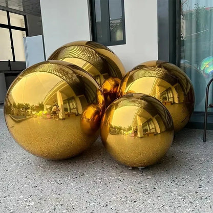Grande bola de espelho inflável dourada, Bola espelhada de globo de aço inoxidável, adição
