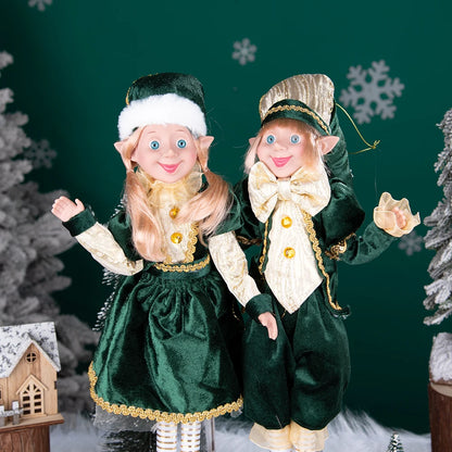 Conjunto de 2 elfos de Natal de 66 cm, adorável elfos vermelhos e verdes para pendurar