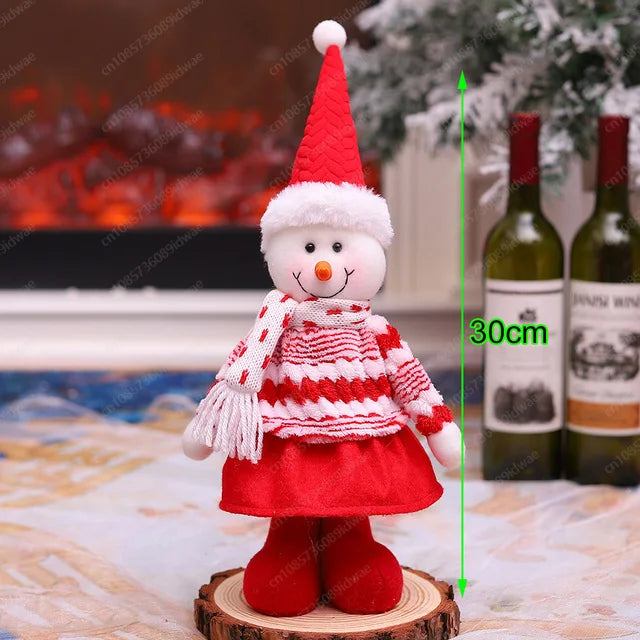 Boneco Papai Noel Figura de Papai Noel Bonita em Pé, Colecionável, Boneca de Papai Noel para Mesa de Escritório, Lantejoulas Prateadas