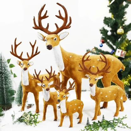 Rena de Natal Adorável Alce Escultura de Natal Design Realista Mini Enfeites de Veado
