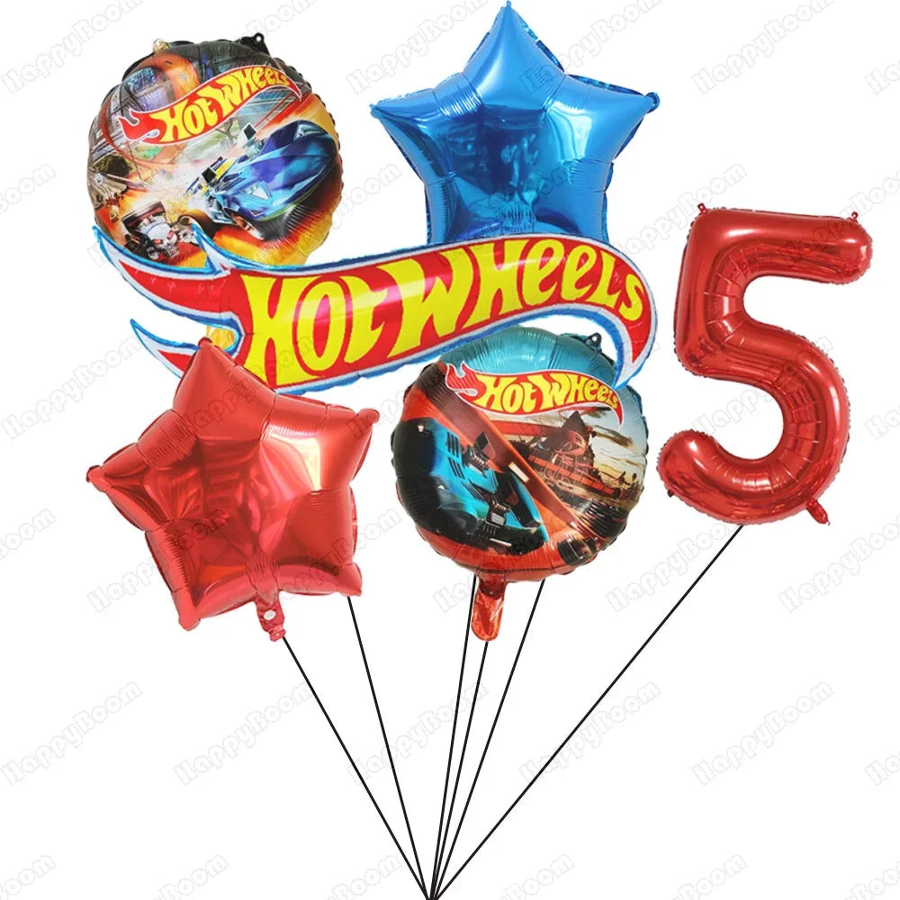 Balão Redondo Hot Wheels Decoração de aniversário com tema carro, 6 balões metalizados