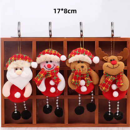 Kits Enfeites Natal Pelúcia Papai Noel e Neve Rena e Urso com Roupinha Verde e Vermelho