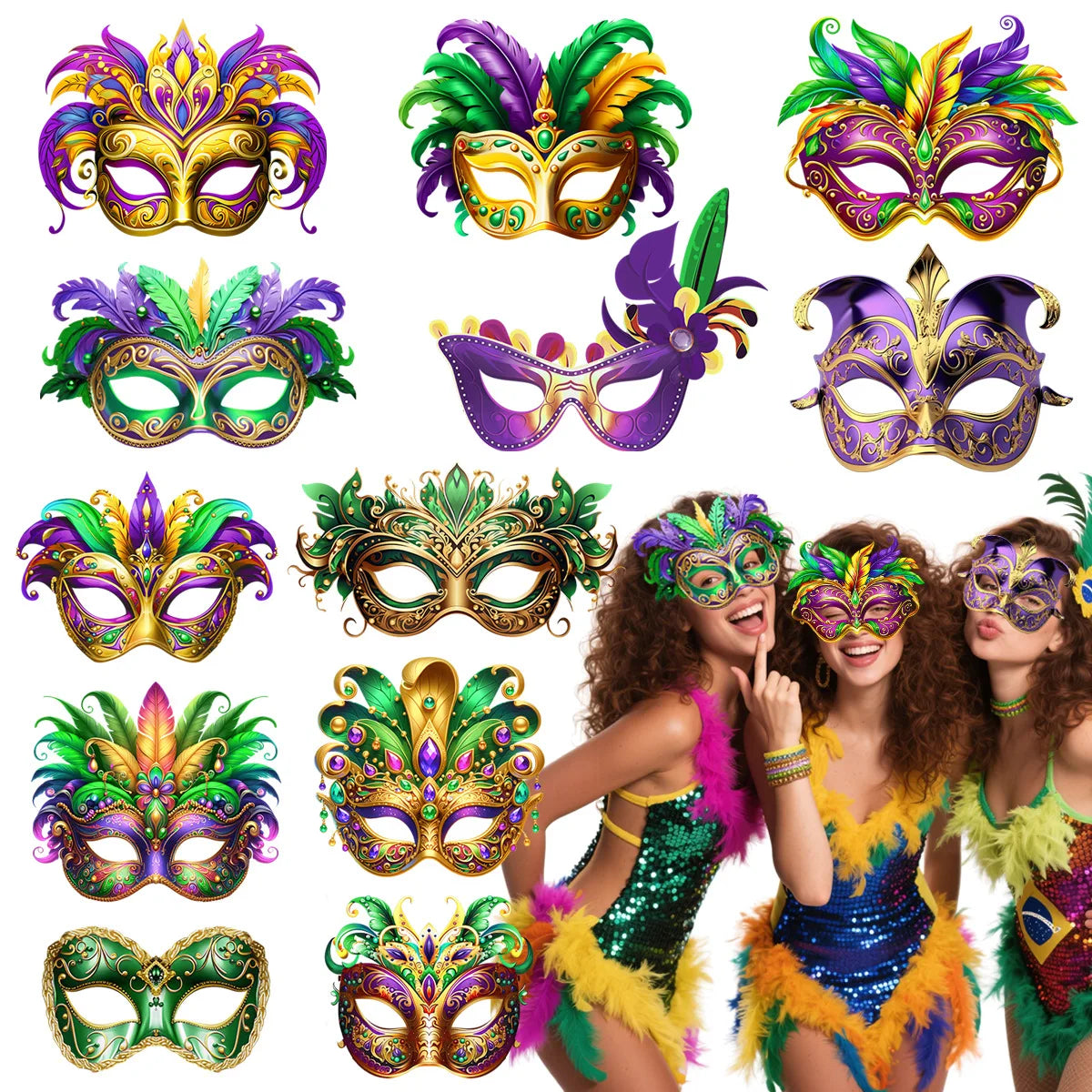 Máscara De Decoração De Festa de Papel Temática De Carnaval De Carnaval 24 peças