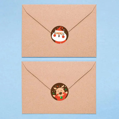 500 peças de envelopes adesivos de Natal, adesivos redondos de 2,5 m, 4 estilos