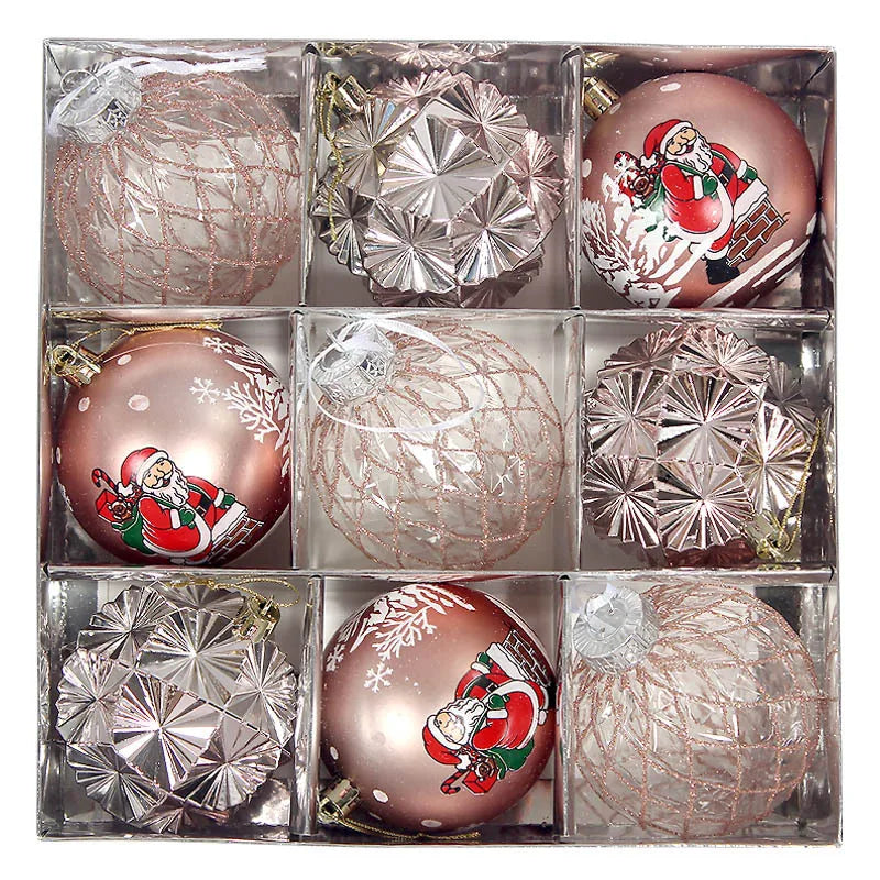 Bola de Natal 9 Peças Enfeites de Natal 3" Enfeites de Bola Natal Inquebrável Transparente