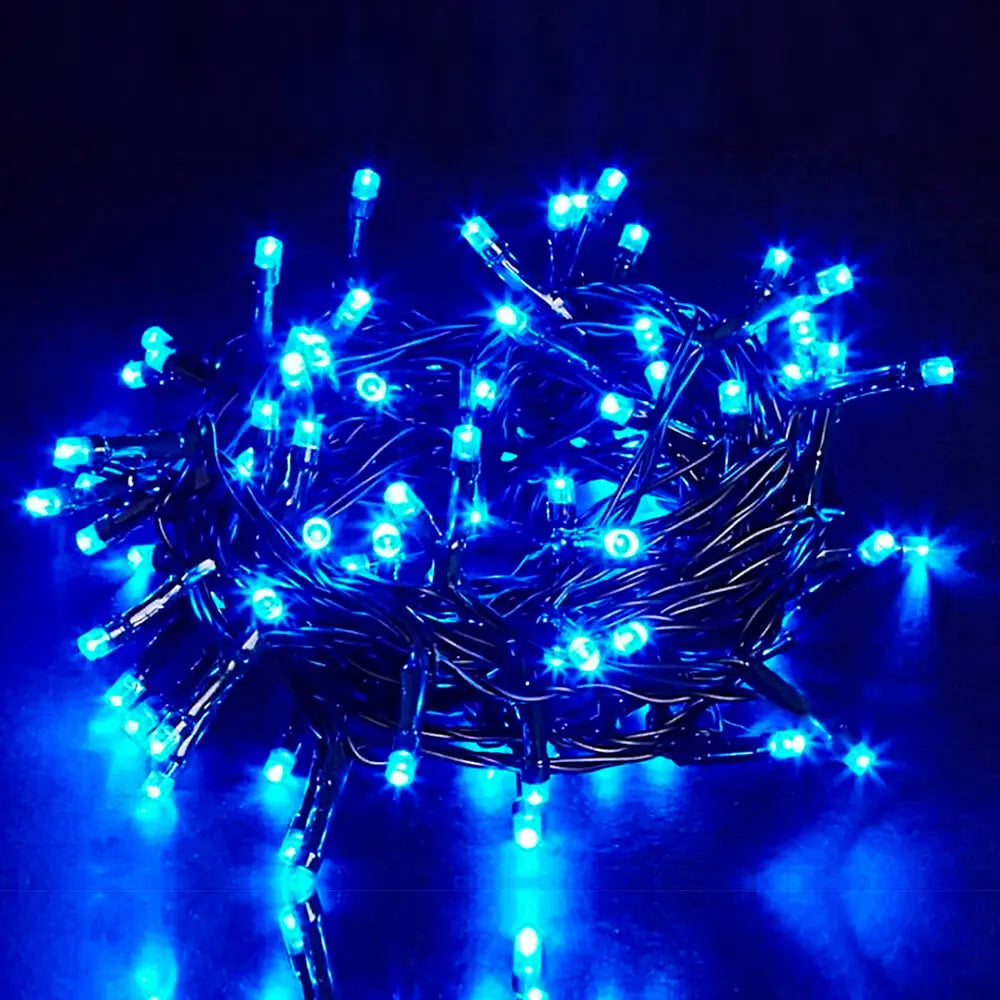 Pisca LED Cordão 9m Natal 100 Leds  127V Fio Escuro COR AZUL