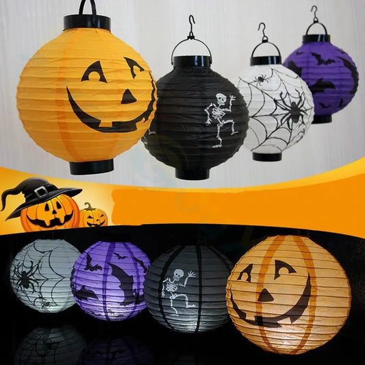 Lanterna de Papel LED 21cm Decoração de Halloween c/1 und - Aranha