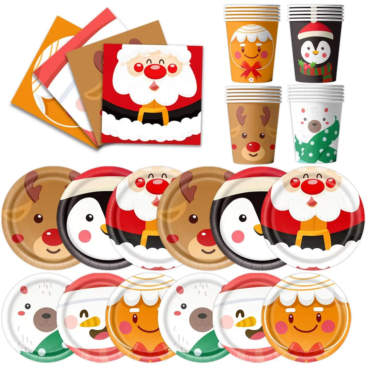 kits Enfeites Natal 40 Pratos Descartáveis Natal 23cm 40 peças 9 Polegadas Conjunto de Pratos Descartáveis