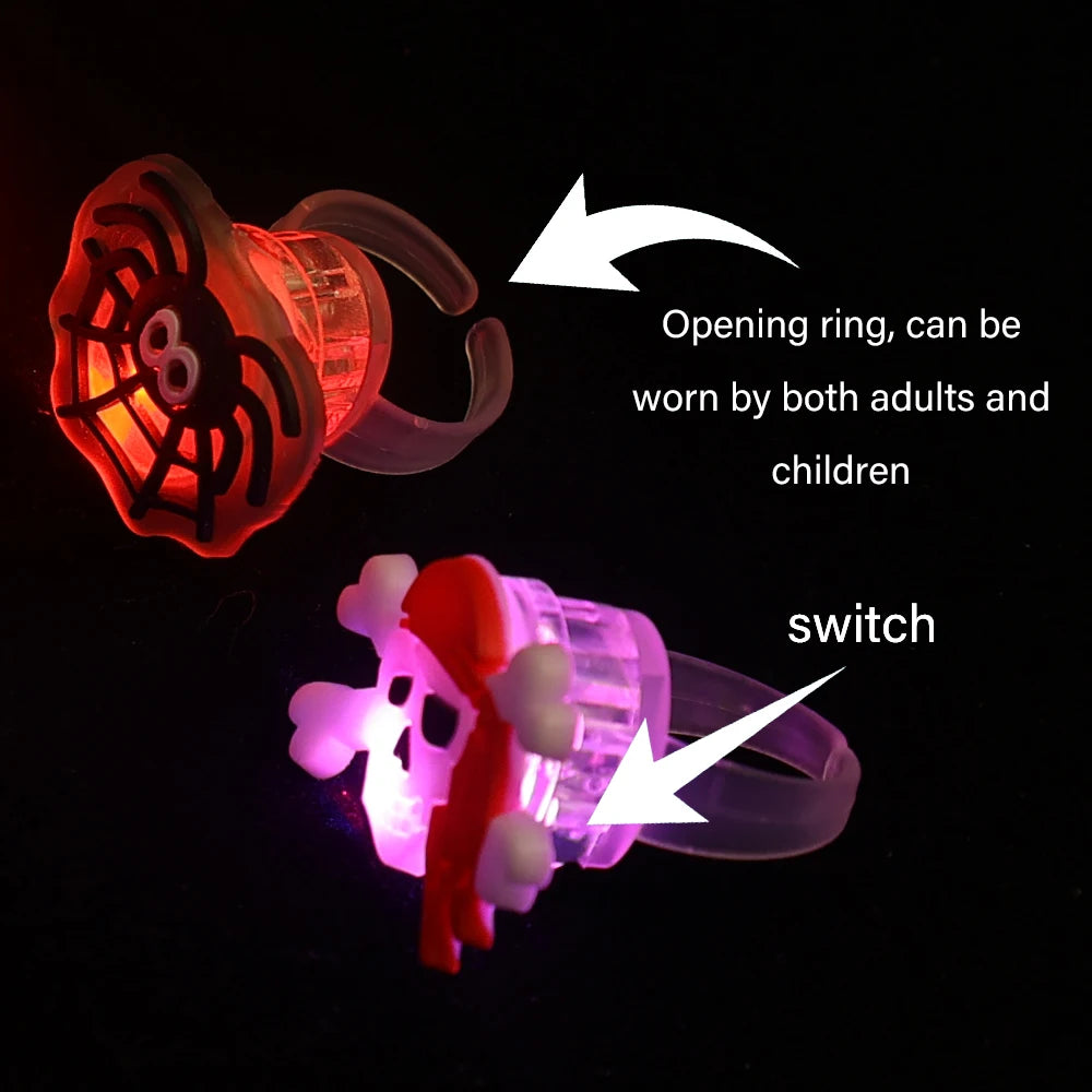 Anéis Halloween Luminosos 10 Peças De Anéis De Halloween Luminosos Led Creative