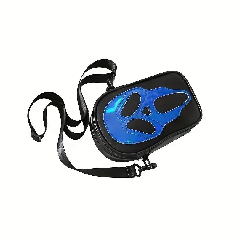 Bolsa transversal com rosto de fantasma refletivo de Halloween para mulheres e homens