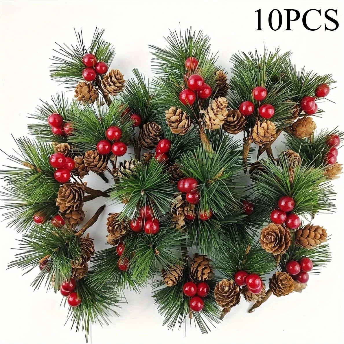Palitos pinheiro artificiais frutas vermelhas 10 PÇS Mini paletas de pinheiro artificiais pinheiro