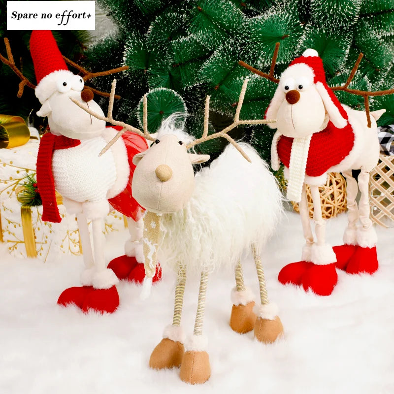 Estatueta de veado em pé de rena em pé de Natal - Escultura de rena em pé de pelúcia