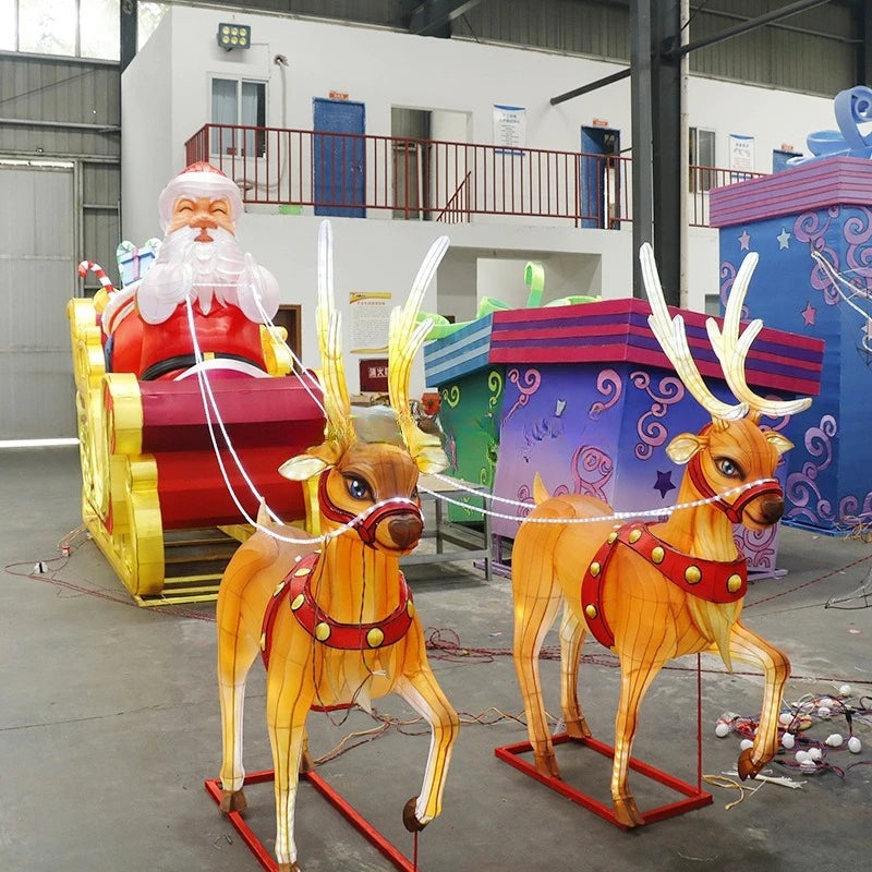 Papai Noel Treno com/ Saco de Presente 2 Renas shopping ao ar livre flash cervos ideias