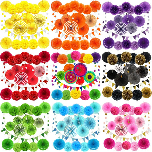 Decoração De Festa Pompom Com Ventilador De Guirlandas De Estilo De Suspensos