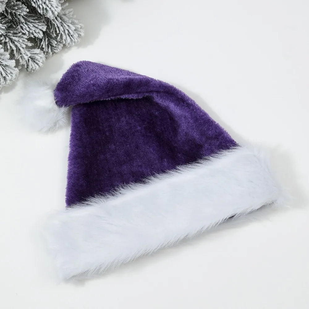 Gorro de Papai Noel de Veludo Multicolorido, Touca Natalina de Pelúcia Colorida