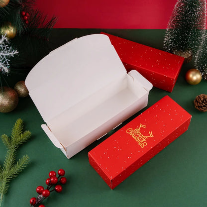 Caixa para Presentes e Doces Feliz Natal, de Papel Duplex e Tampa Visor Acetato