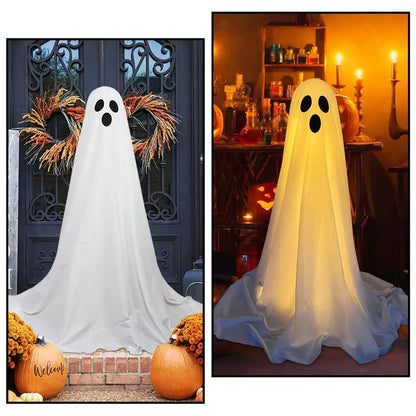 Fantasma de Pano Branco Iluminado Grande de Decoração de Fantasma