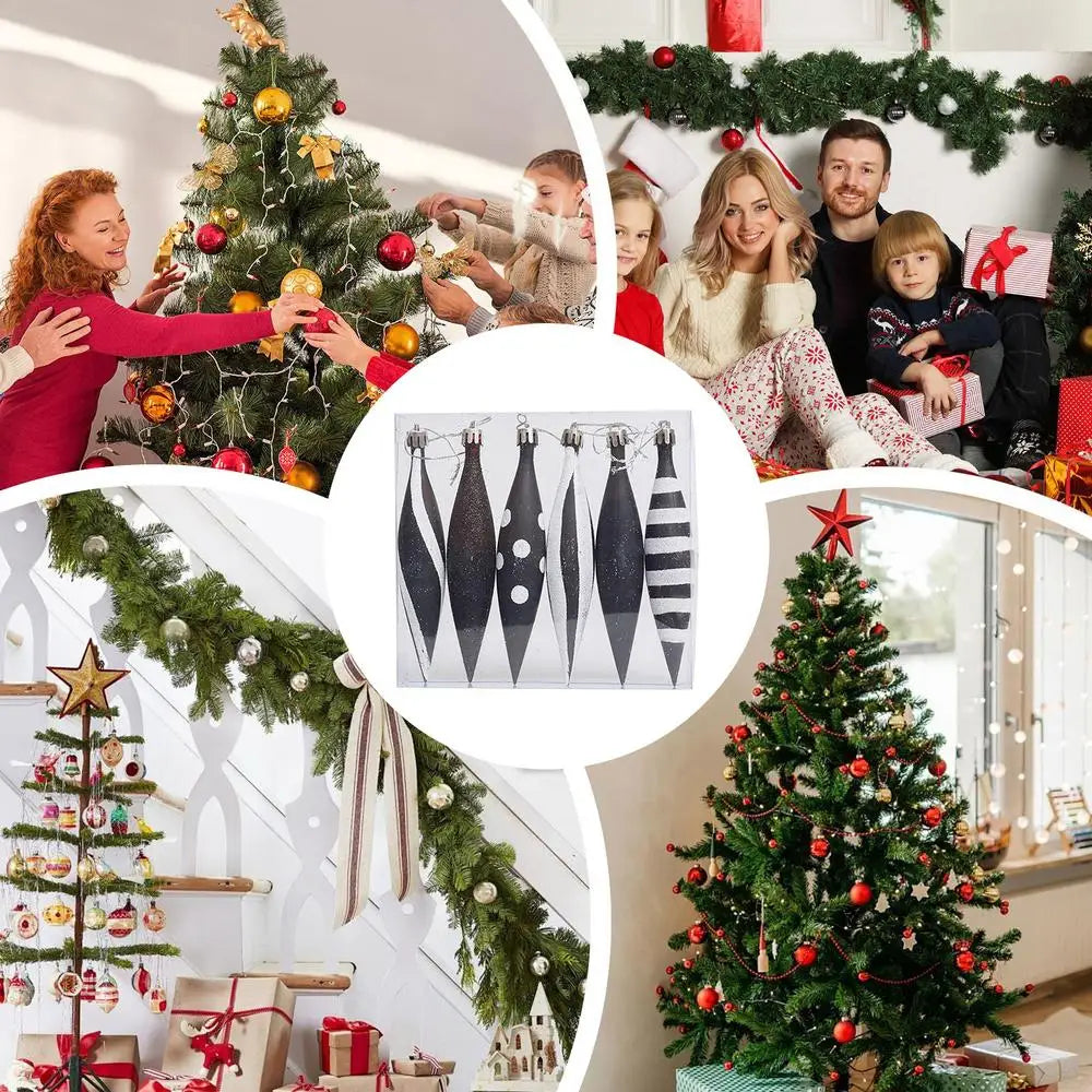 Bolas de Natal com Preto Conjunto de Enfeites Pendurados para Árvore de Natal