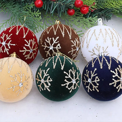 Bola Natal Veludo Bola Natal Pingente Glitter 4 Peças de Enfeites de Bola de Natal de Veludo