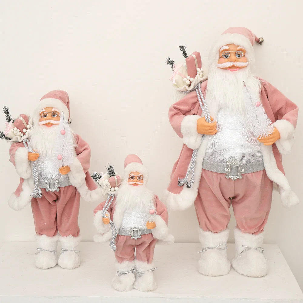 Boneco de Papai Noel em pé, enfeite de Natal para festa de Natal, lareira e férias 40cm