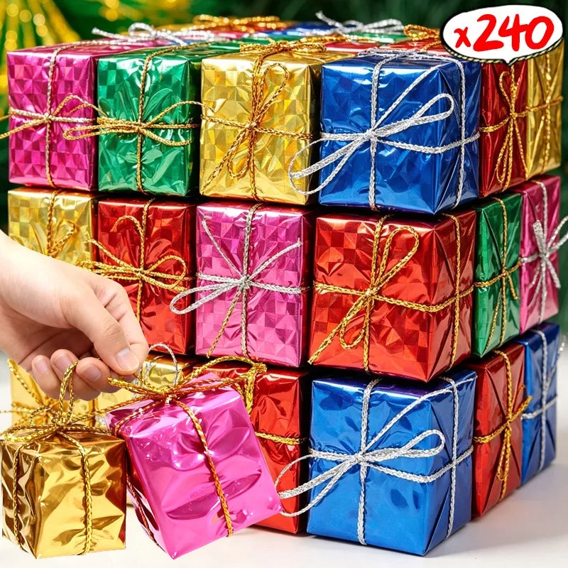 Caixas de Presente Pequenas Decoração de Árvore de Natal Cores Aleatórias 12/240 peças