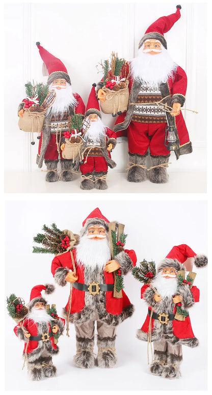 Boneco de Papai Noel em pé, enfeite de Natal para festa de Natal, lareira e férias 40cm