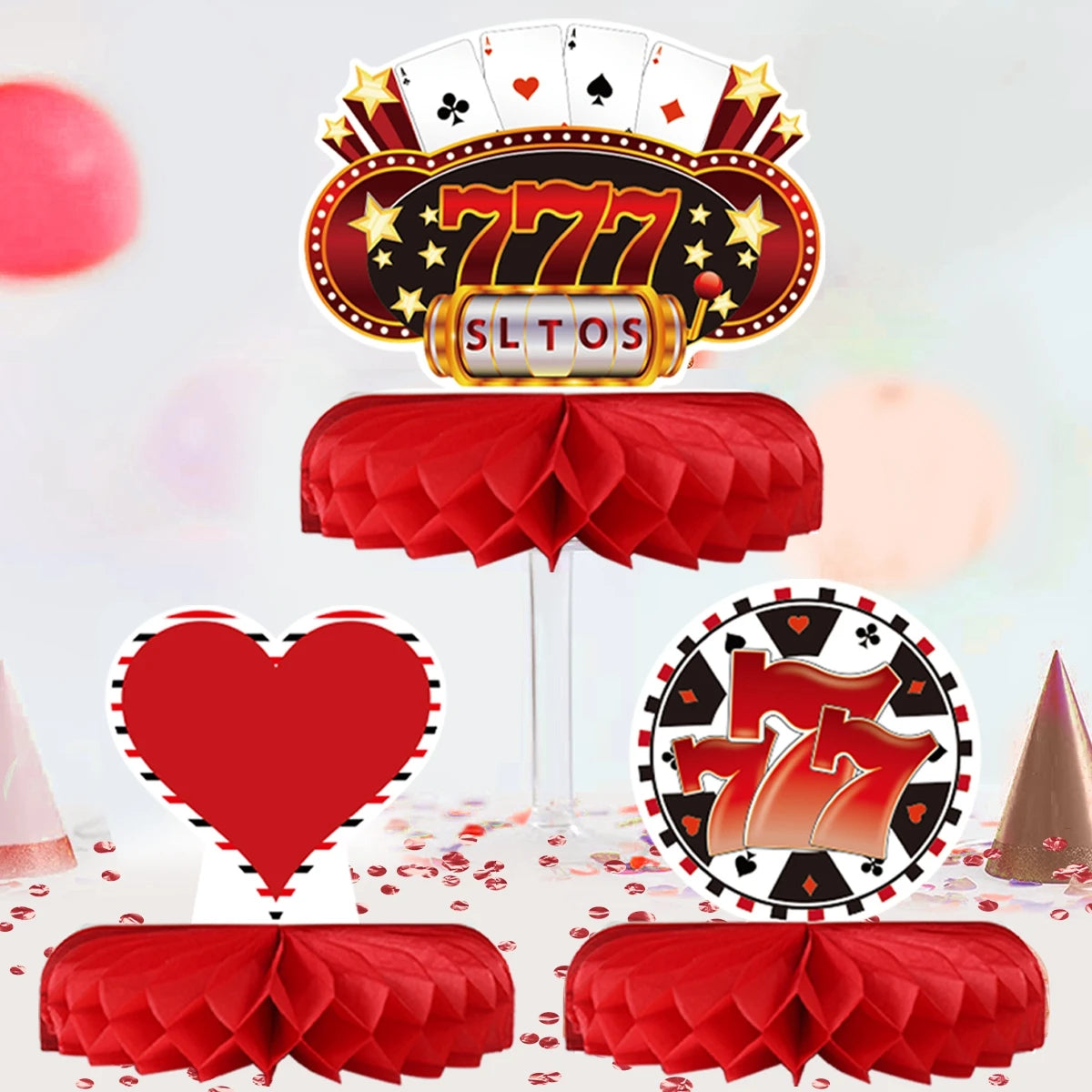 Decorações de festa com tema de cassino favo de mel, mesa de favo de mel, decorações