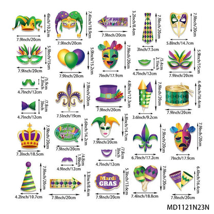 Kit Carnaval com 30 peças de adereços para cabine de fotos do Carnaval de Nova Festa