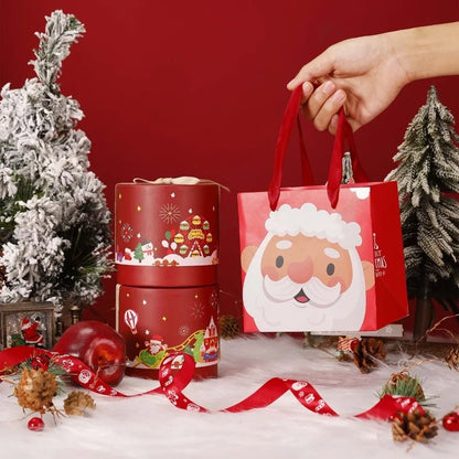 Caixa de Presente Cilíndrica de Doces de Natal, Embalagem Sobremesa Mousse Qualidade