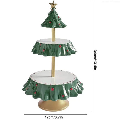 Bandeja Decorativa de 3 Níveis 1 peça de Prato de Frutas de Natal Árvore Mesa Sobremesa