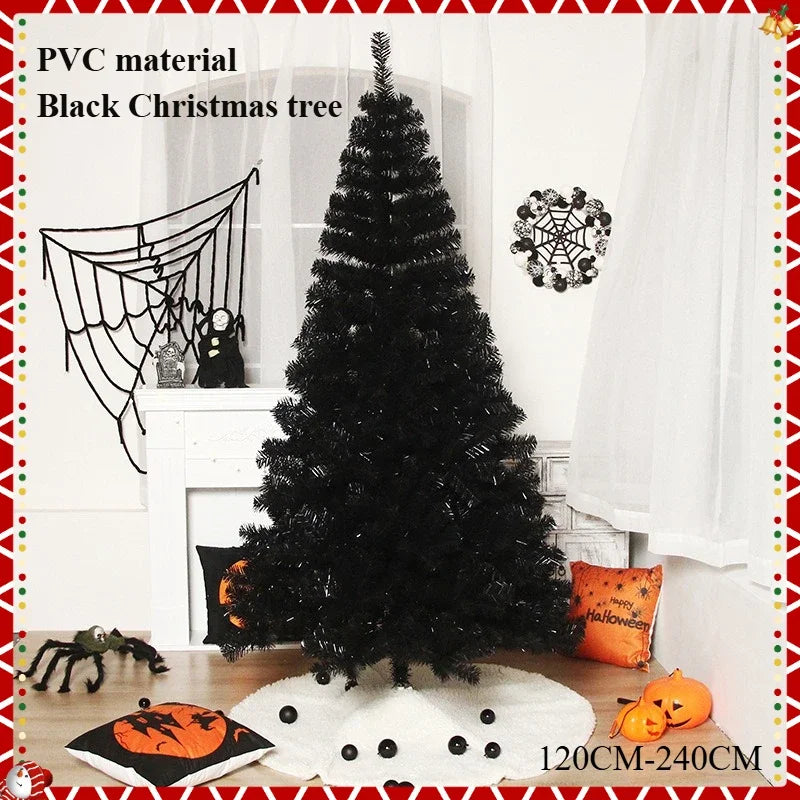 Árvore de Natal Artificial Preto com Suporte de Metal para Decoração Casa (1,2 Metros)