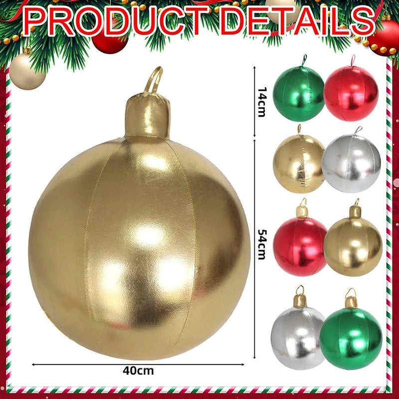 Bola de Natal Gigante Inflável para Decoração, Natalinas Coloridas Cenários Fotográficos