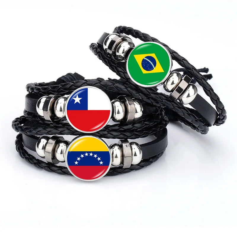 Pulseira criativa no estilo da bandeira nacional Brasil, lembrança viagem personalizada