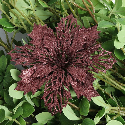 Flores pingente glitter natal 10 Peças natal de simulação de plástico decorativa de flores