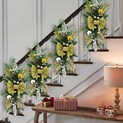 Guirlanda artificial Decoração de Natal Guirlanda Escada Guirlanda Laço Vermelho Pinho