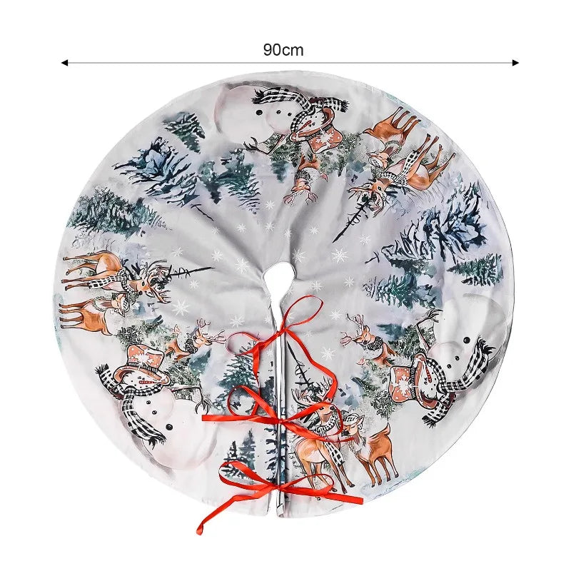 Saia para árvore de Natal, 75 até 122 cm, boneco de neve, rena, floco de neve, saia clássica