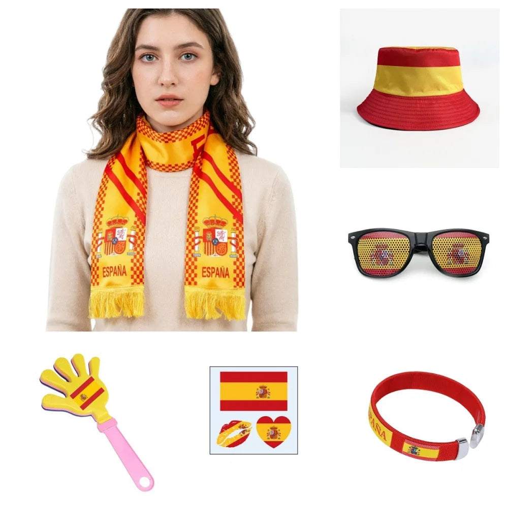 Kit Torcedor Brasil 6 Peças, Futebol Copa, Cachecol, Kit Torcedor Brasil Copa do Mundo