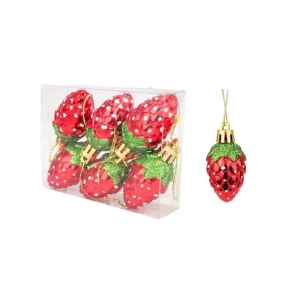 Enfeite Morango para Árvore de Natal Enfeites Natalinos Vermelhos para Árvore de Natal