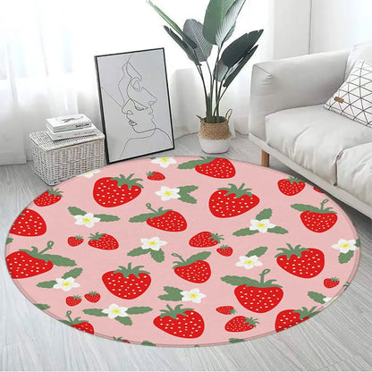 Tapetes decorativos com padrão de frutas tropicais, tapetes redondos, abacaxi e limão